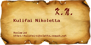 Kulifai Nikoletta névjegykártya